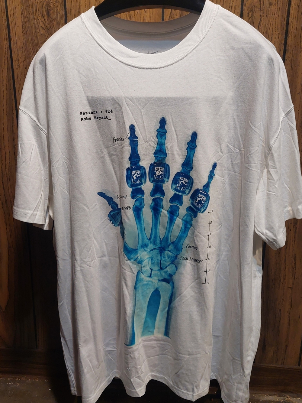 Nike Kobe Bryant Shirt Broken Not Beaten X Ray Hand White NWT Patient #24